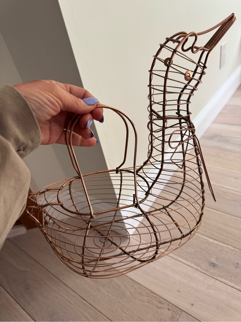 Vintage Copper Wire Duck Basket